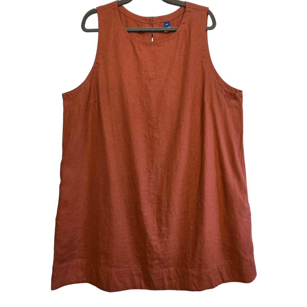 Old Navy Classic Rust Orange Linen Blend Sleeveless Shift Dress XXL Knee Length